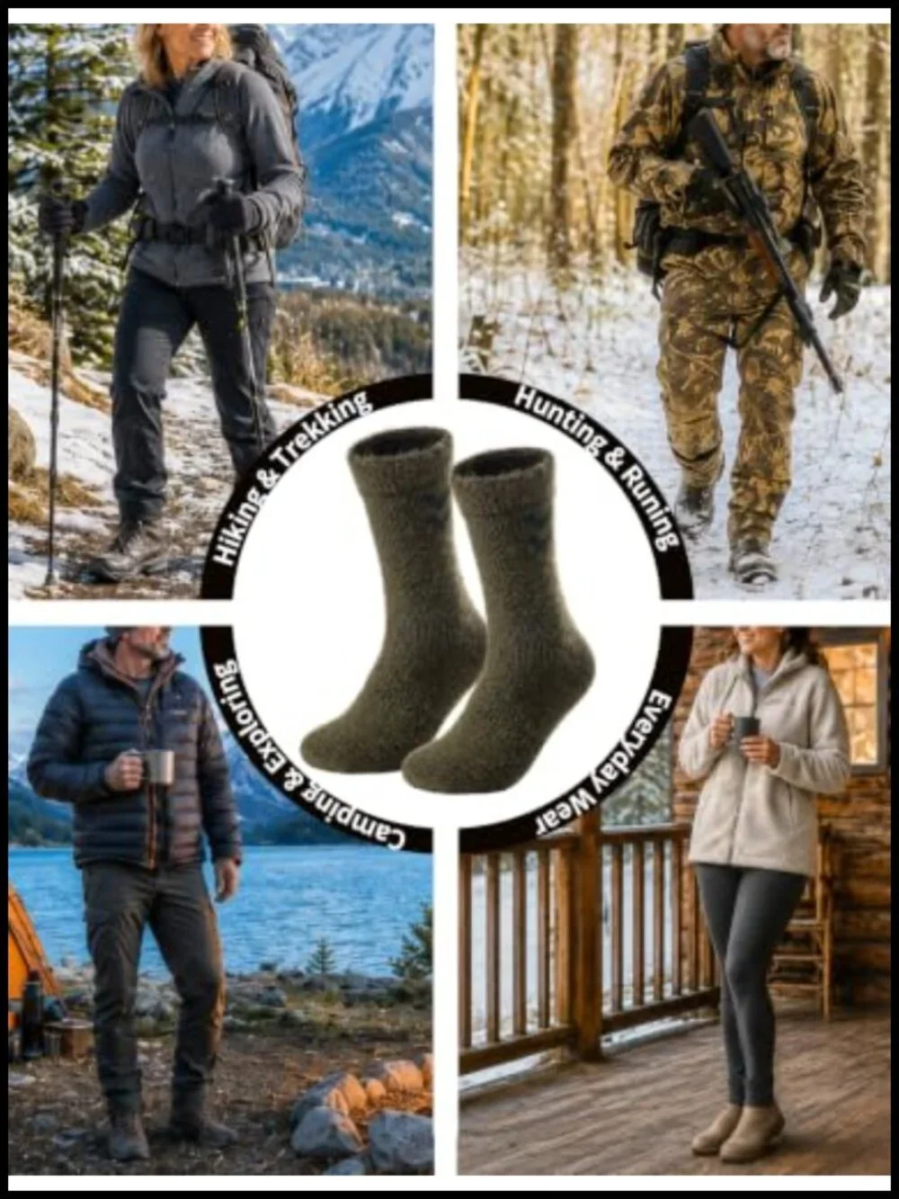 Soft Fuzzy Alpaca Merino Wool Crew Socks for Men Women Thermal Hiking Hunting